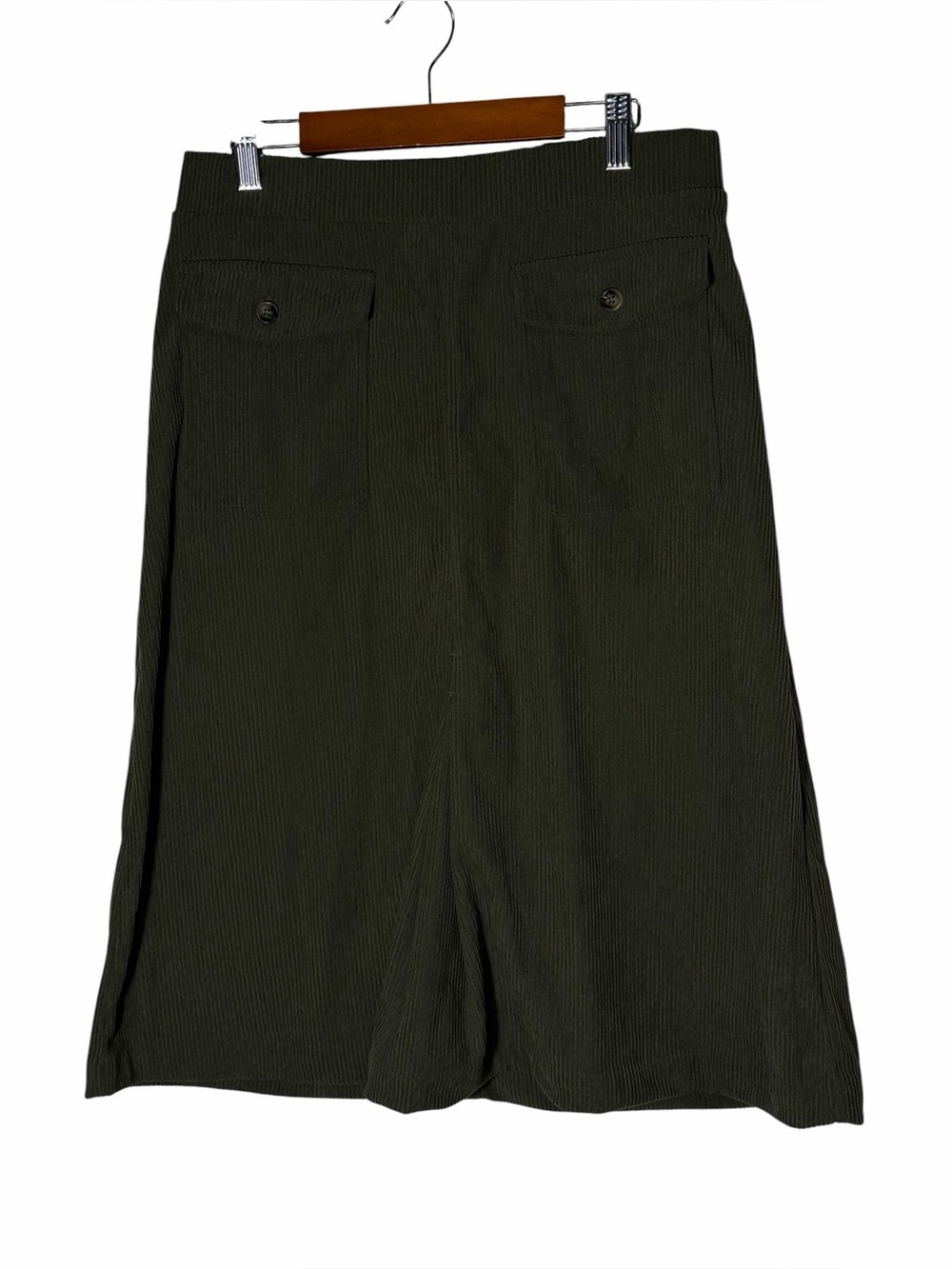 Halara High Waisted A-line Corduroy Midi Skirt Pockets medium (8/10) green NEW - Picture 2 of 12